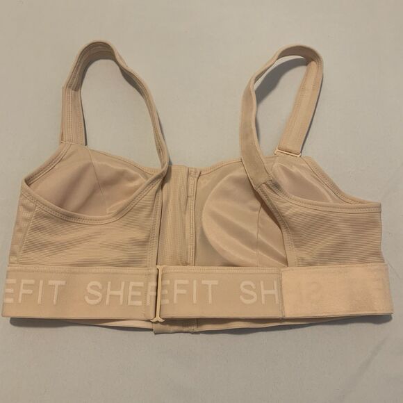 SheFit Ultimate Sports Bra Adjustable Straps Front Zip Sandstorm Nude - Medium - Picture 7 of 9